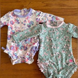 Pair of Ruffle Butts Baby Girl Swimsuits: Size 6-12 Months